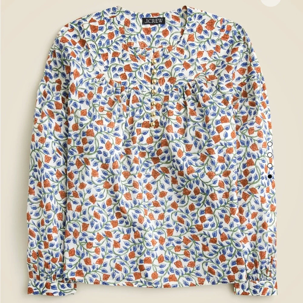 🌹 {PRICE FIRM} J.Crew Shirred Popover Top in Rosewood Floral - Picture 3 of 12